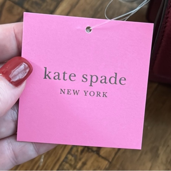 Kate Spade Deep Red bag Leather Crossbody Bag sm Knott details perfect fall NWT - Picture 11 of 15